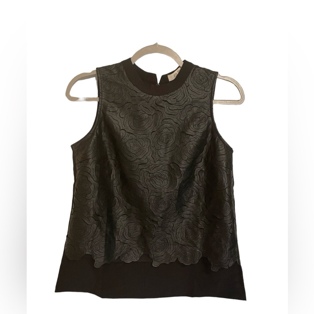 Deby Debo Faux Leather Rose Embossed Mesh Lined Tank Top Size S